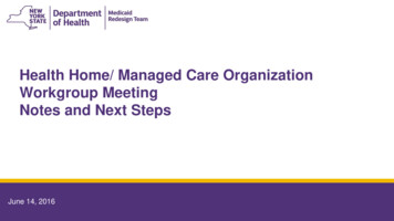 Health Home/ Managed Care Organization Workgroup Meeting Notes And Next .