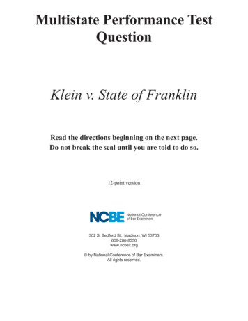 Multistate Performance Test Question Klein V. State Of Franklin