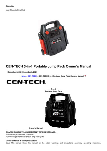 CEN-TECH 3-in-1 Portable Jump Pack Owner's Manual - Manuals 
