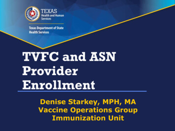 TVFC And ASN Provider Enrollment - Texas Department Of State Health .