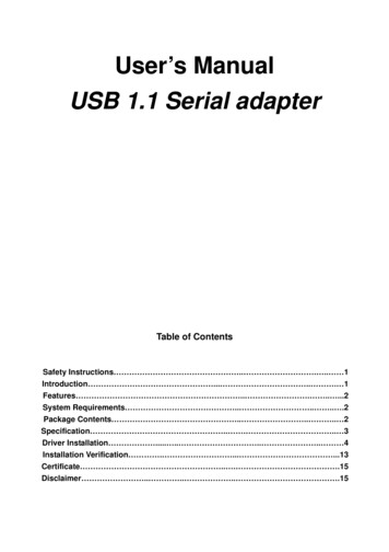 User's Manual USB 1.1 Serial Adapter - Jameco Electronics