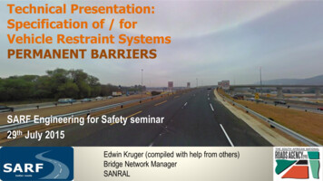 Specification Of / For Vehicle Restraint Systems PERMANENT BARRIERS - SARF