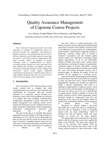 Quality Assurance Management Of Capstone Course Projects