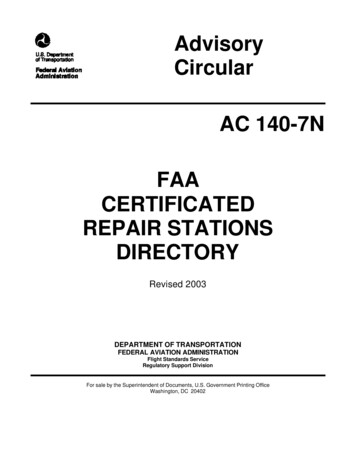 Advisory Circular AC 140-7N FAA CERTIFICATED REPAIR STATIONS DIRECTORY