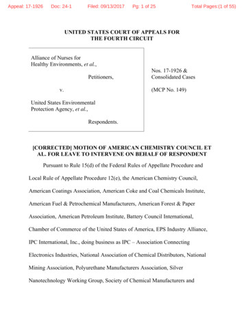 THE FOURTH CIRCUIT Alliance Of Nurses For Healthy Environments, Et Al.
