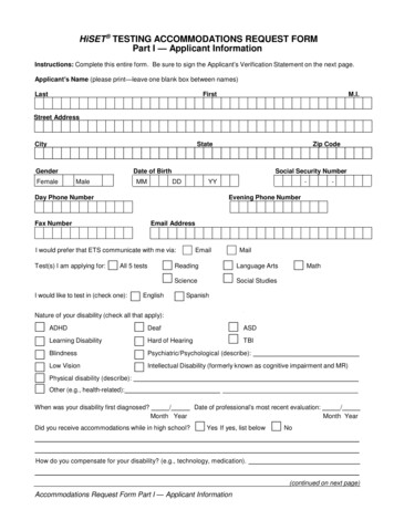 HiSET TESTING ACCOMMODATIONS REQUEST FORM