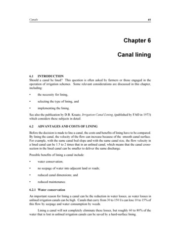 Chapter 6 Canal Lining - Food And Agriculture Organization