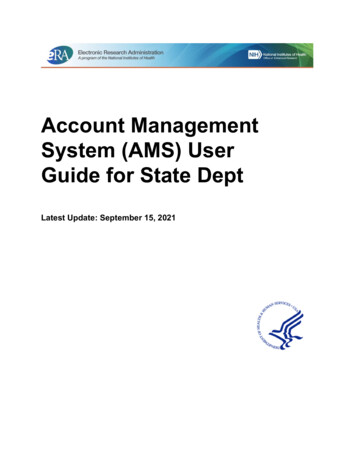 Account Managment System User Guide For State Dept