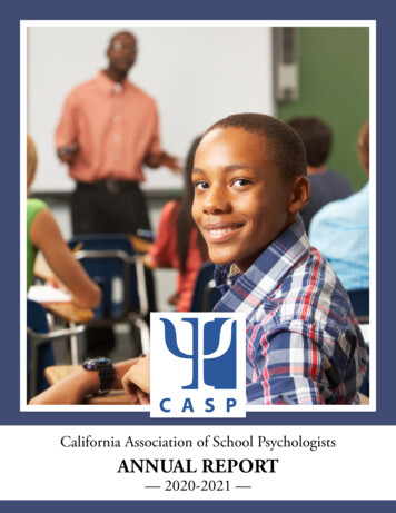 California Association Of School Psychologists ANNUAL REPORT - CASPOnline