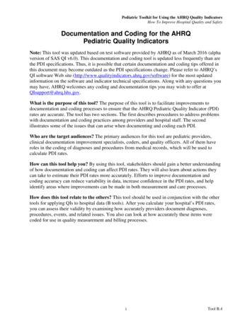 Documentation And Coding For The AHRQ Pediatric Quality Indicators