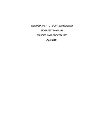 Georgia Institute Of Technology Biosafety Manual Policies And .