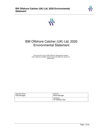 BW Offshore Catcher (UK) Ltd 2020 Environmental Statement
