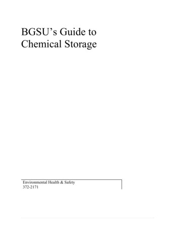 BGSU's Guide To Chemical Storage - Bowling Green State University