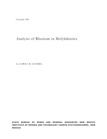 Analysis Of Rhenium In Molybdenites - New Mexico Bureau Of Geology .