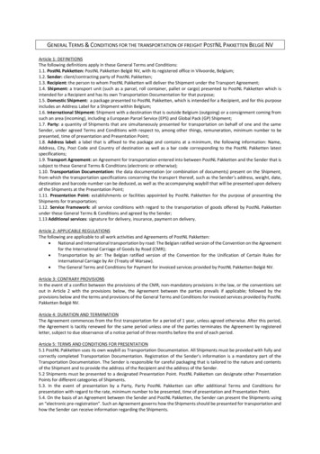 G Terms Conditions For The Transportation Of Freight Postnl Pakketten .
