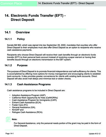14. Electronic Funds Transfer (EFT) - Direct Deposit