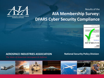 Results Of The AIA Membership Survey: DFARS Cyber Security Compliance