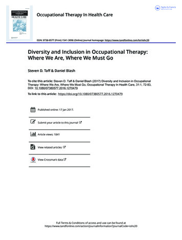 Diversity And Inclusion In Occupational Therapy