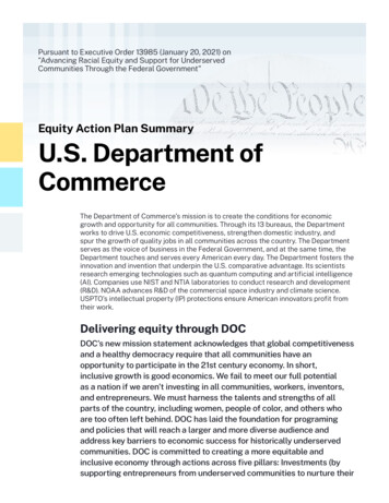 Equity Action Plan Summary: U.S. Department Of Commerce - White House