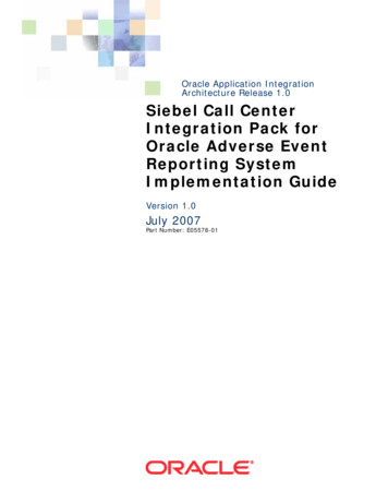 Siebel CRM Life Science Clinical Integration Pack For Oracle AERS Suite .