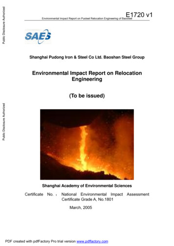 Environmental Impact Report On Relocation Engineering (To Be Issued)