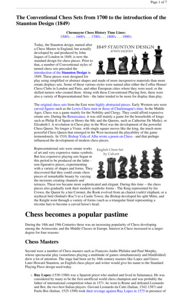 The Conventional Chess Sets From 1700 To The Introduction Of The