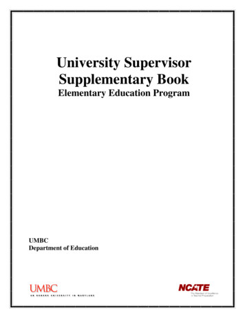 University Supervisor Supplementary Book - University Of Maryland .