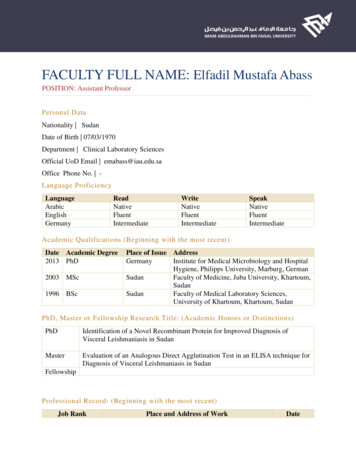 FACULTY FULL NAME: Elfadil Mustafa Abass - Imam Abdulrahman Bin Faisal .