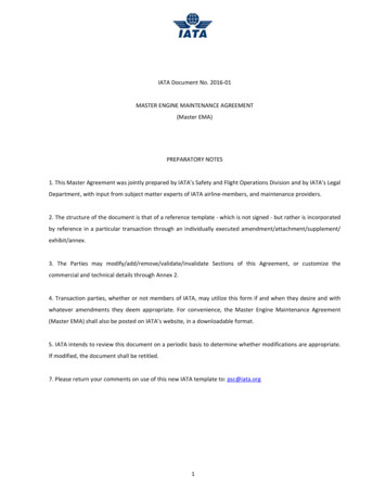IATA Document No. 2016-01 MASTER ENGINE MAINTENANCE AGREEMENT .
