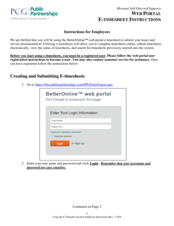 Missouri Self-Directed Supports WEB PORTAL E- INSTRUCTIONS