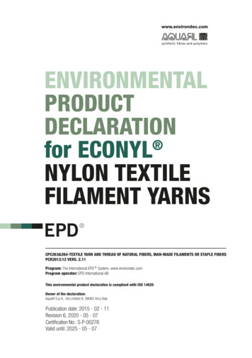 ENVIRONMENTAL PRODUCT DECLARATION For ECONYL NYLON TEXTILE . - Aquafil