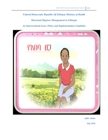 Federal Democratic Republic Of Ethiopia Ministry Of Health Menstrual .