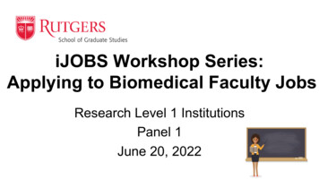 IJOBSWorkshop Series: Applying To Biomedical Faculty Jobs