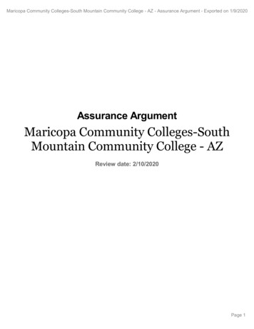 Assurance Argument Maricopa Community Colleges-South Mountain Community .