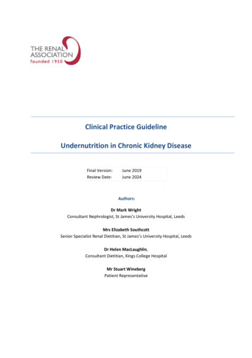 Clinical Practice Guideline Undernutrition In Chronic Kidney Disease