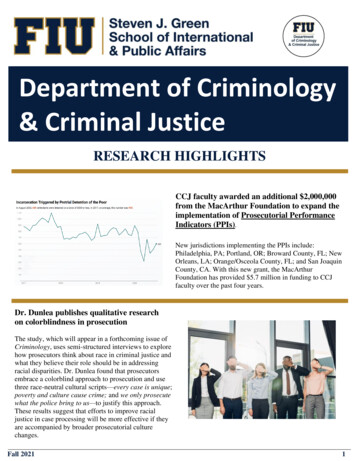 Department Of Criminology & Criminal Justice