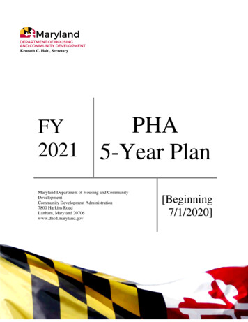 PHA 21 5-Year Plan - Maryland.gov Enterprise Agency Template