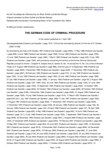 THE GERMAN CODE OF CRIMINAL PROCEDURE - Yale University