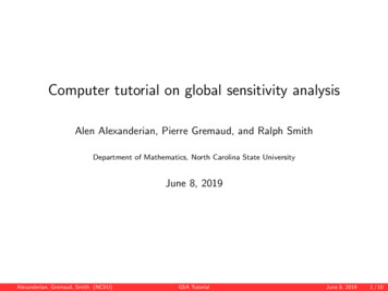 Computer Tutorial On Global Sensitivity Analysis - North Carolina State .