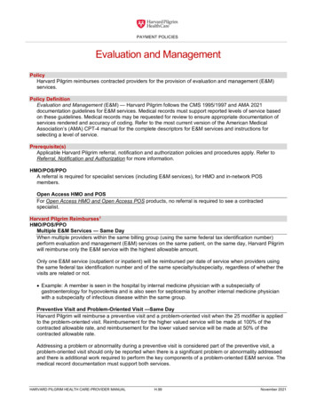 Evaluation And Management - Harvard Pilgrim Health Care