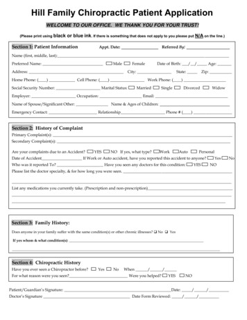 Hill Family Chiropractic Patient Application