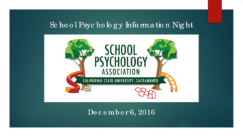 School Psychology Information Night - California State University .