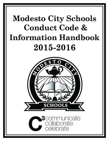 Modesto City Schools Conduct Code & Information Handbook 2015-2016