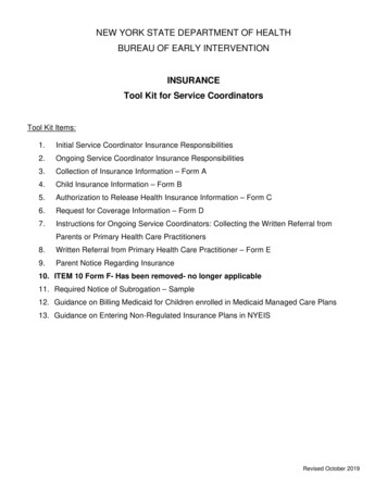 Insurance Service Coordination Tool - New York State Department Of Health