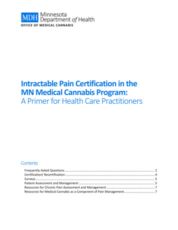 Intractable Pain Certification In The Mn Medical Cannabis Program