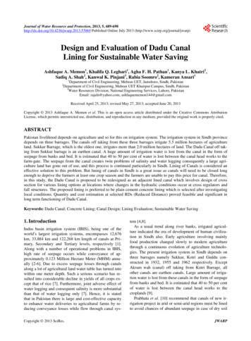 Design And Evaluation Of Dadu Canal Lining For Sustainable Water Saving