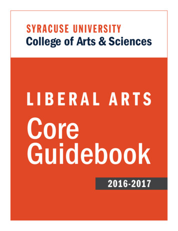 Liberal Arts Core Guidebook 2016-2017 - College Of Arts & Sciences At .