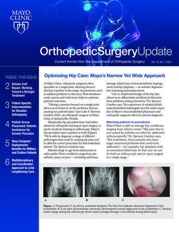 Newsletter: Orthopedic Surgery Update V15 N1 2021 - MC6247-0121 - Mayo