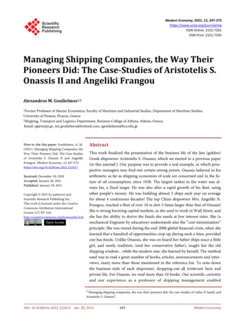 Managing Shipping Companies, The Way Their Pioneers Did: The Case .