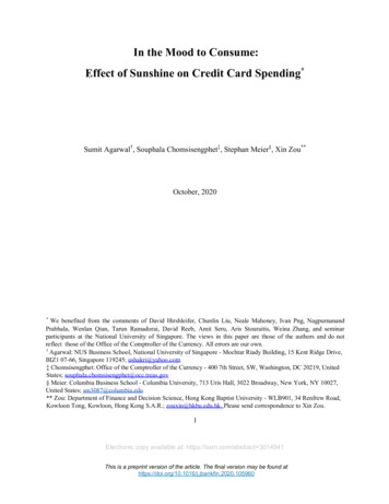 In The Mood To Consume: Effect Of Sunshine On Credit Card Spending